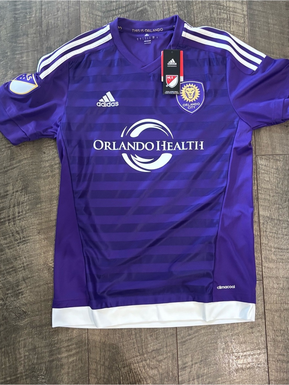 adidas Orlando City Men’s Purple Soccer Jersey with White Accents